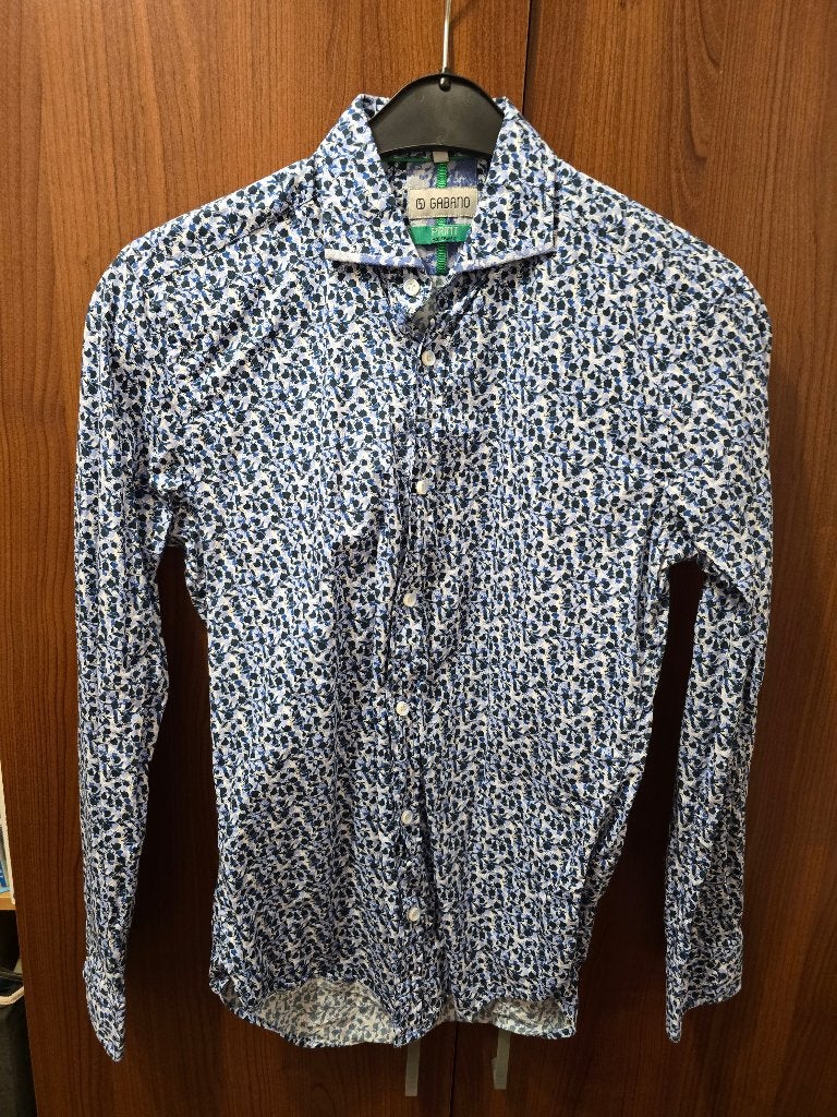 Cabano overhemd met bloemenprint - Maat S, Cabano, Blauw, Halswijdte 38 (S) of kleiner, Ophalen of Verzenden