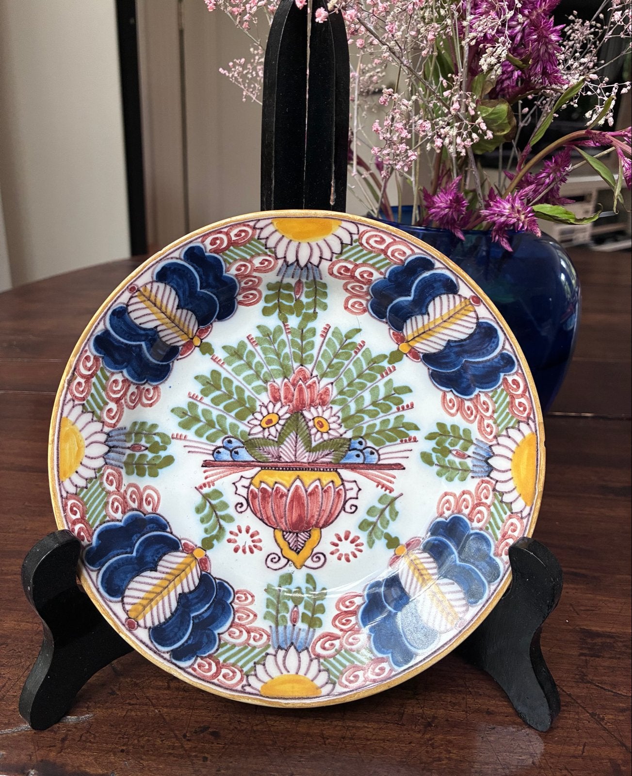 Makkum Tichelaar Delfts Blauw Wandbordje 598 Handgeschilderd, Ophalen of Verzenden