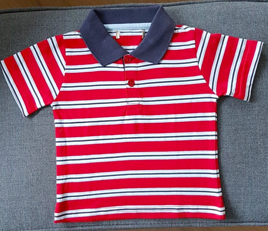 Polo rood/blauw/wit maat 74 *NIEUW* (8279) a, Kinderen en Baby's, Babykleding | Maat 74, Ophalen of Verzenden, Nieuw, Jongetje