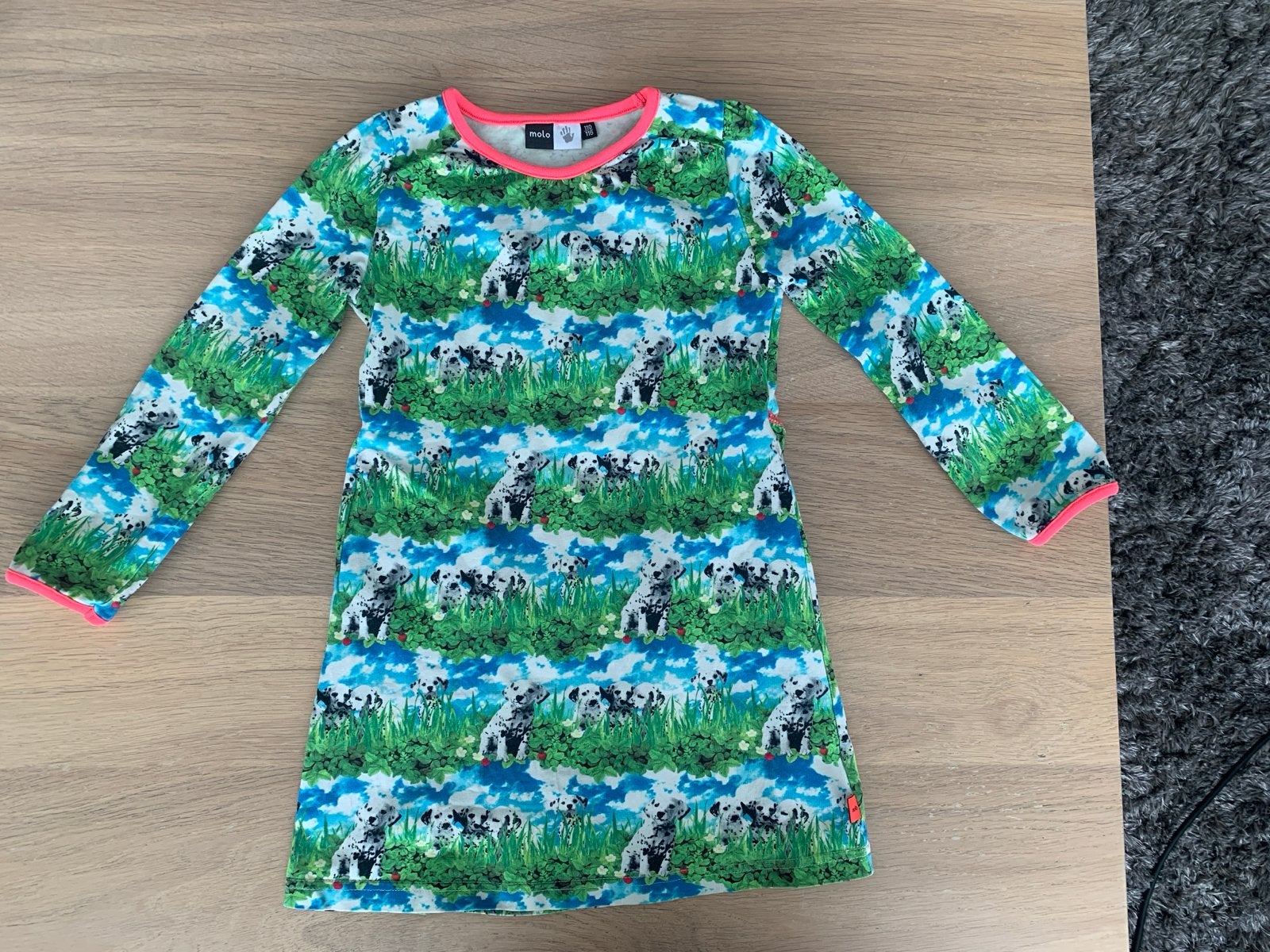 Molo jurk met Dalmatiër print - Nieuwstaat 110/116, Ophalen of Verzenden, Zo goed als nieuw, Meisje, Jurk of Rok