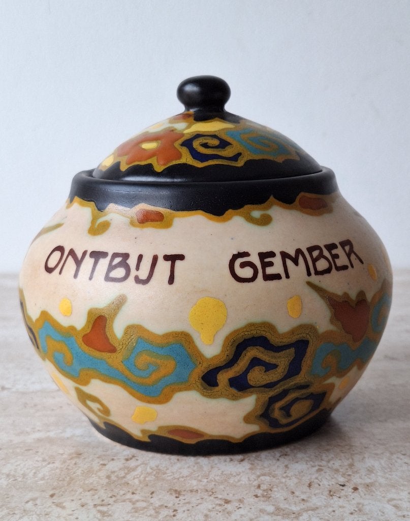 N.V. Pinda Mij. Plateel ontbijt - gemberpot, Ophalen of Verzenden