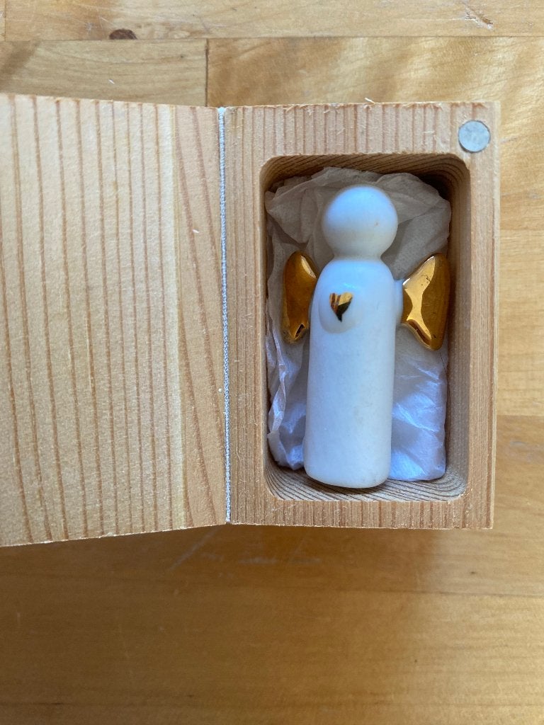 Kerst Rader design Angel to go keramische engel hout doosje, Ophalen of Verzenden, Zo goed als nieuw