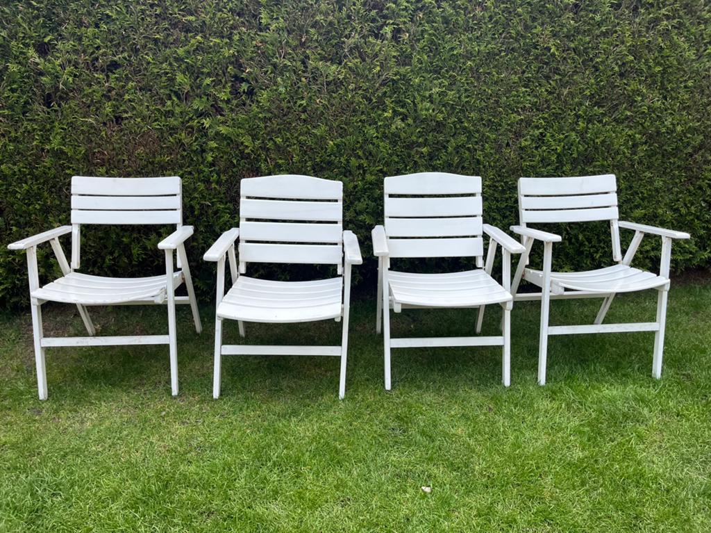 Houten tuinstoelen, Tuin en Terras, Ophalen, Gebruikt, Hout, Inklapbaar