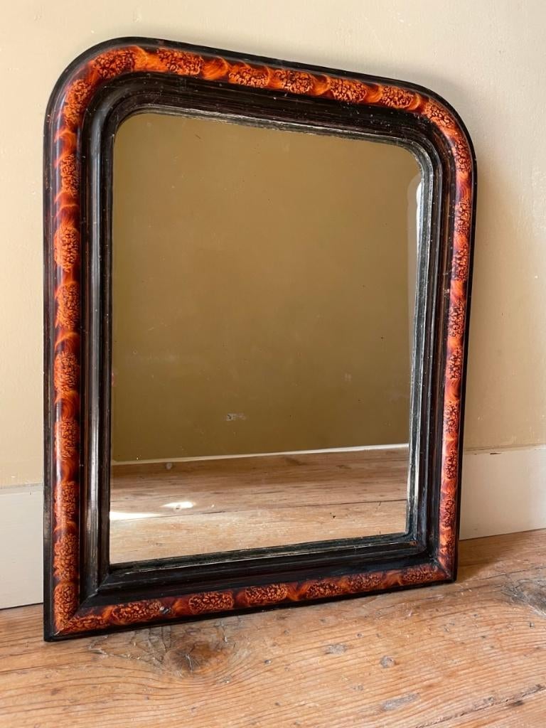 Franse Spiegel Louis Philippe 54 cm. mooi gehout, Antiek en Kunst, Antiek | Spiegels, Ophalen, Overige vormen, 50 tot 100 cm, Minder dan 100 cm