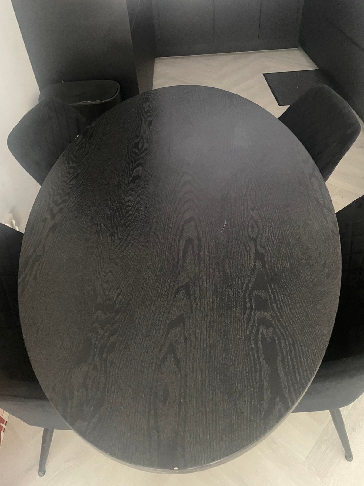 Zwarte mangohout ovaal eettafel, Ophalen, 150 tot 200 cm, 200 cm of meer, Zo goed als nieuw