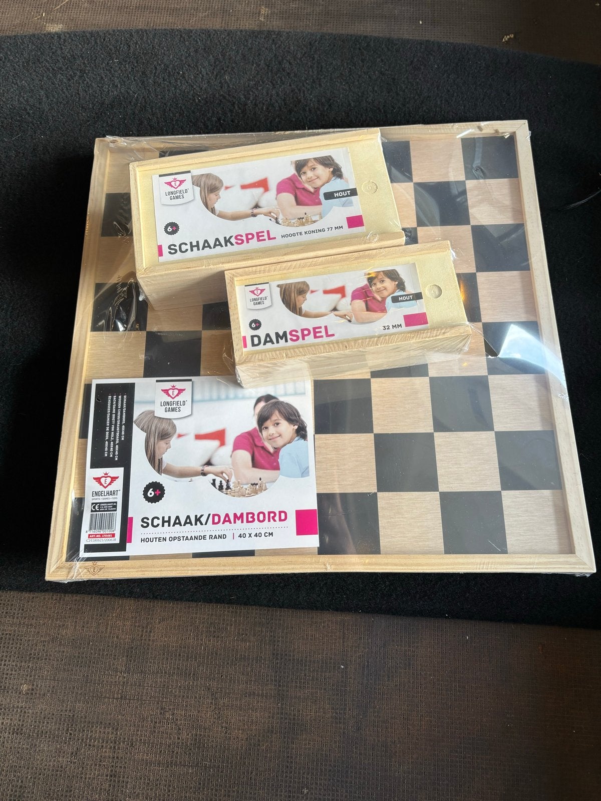 Schaak- en Damspel Set - Houten Bord en Stukken, Een of twee spelers, Ophalen of Verzenden, Nieuw