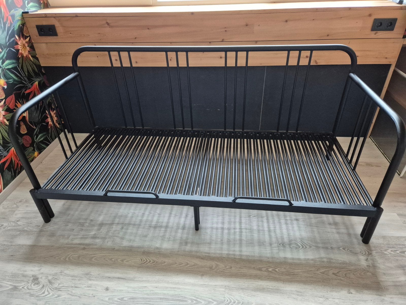 IKEA Fyresdal Bedbank Zwart met 2 Malfors Matrassen, Ophalen, Gebruikt, Zwart, Tweepersoons