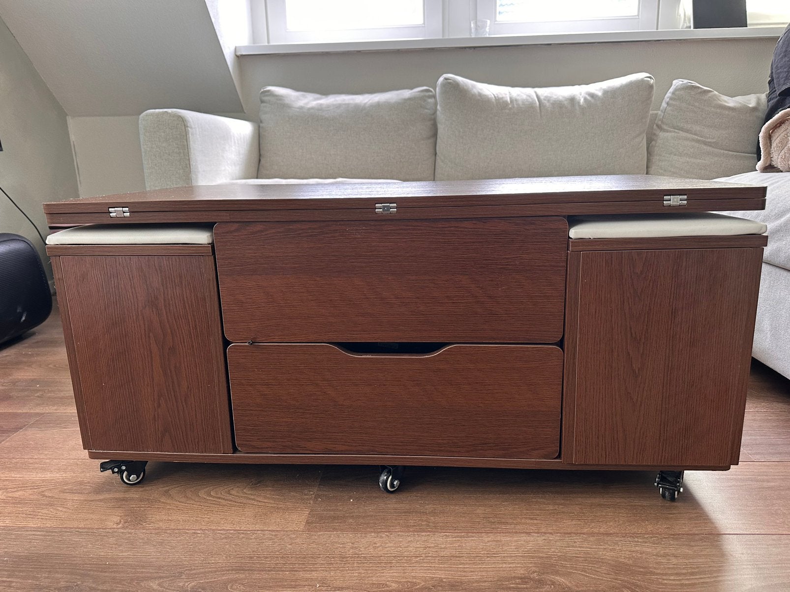 Tafel en eettafel in 1 japandi stijl, Ophalen, Japandi, 50 tot 100 cm, Zo goed als nieuw