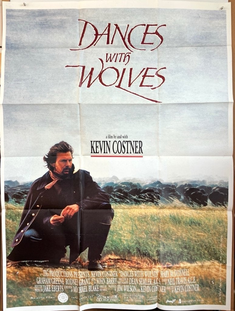 Dances With Wolves (1990) - Originele filmposter, Verzenden, Zo goed als nieuw, A1 t/m A3, Film en Tv