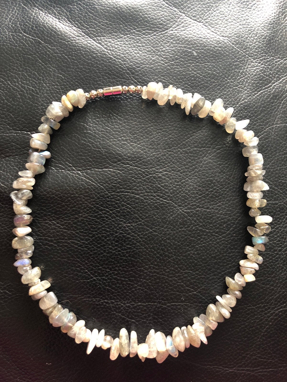 Unieke Labradoriet Ketting - Natuurlijke Edelsteen, Sieraden, Tassen en Uiterlijk, Kettingen, Ophalen of Verzenden, Zo goed als nieuw