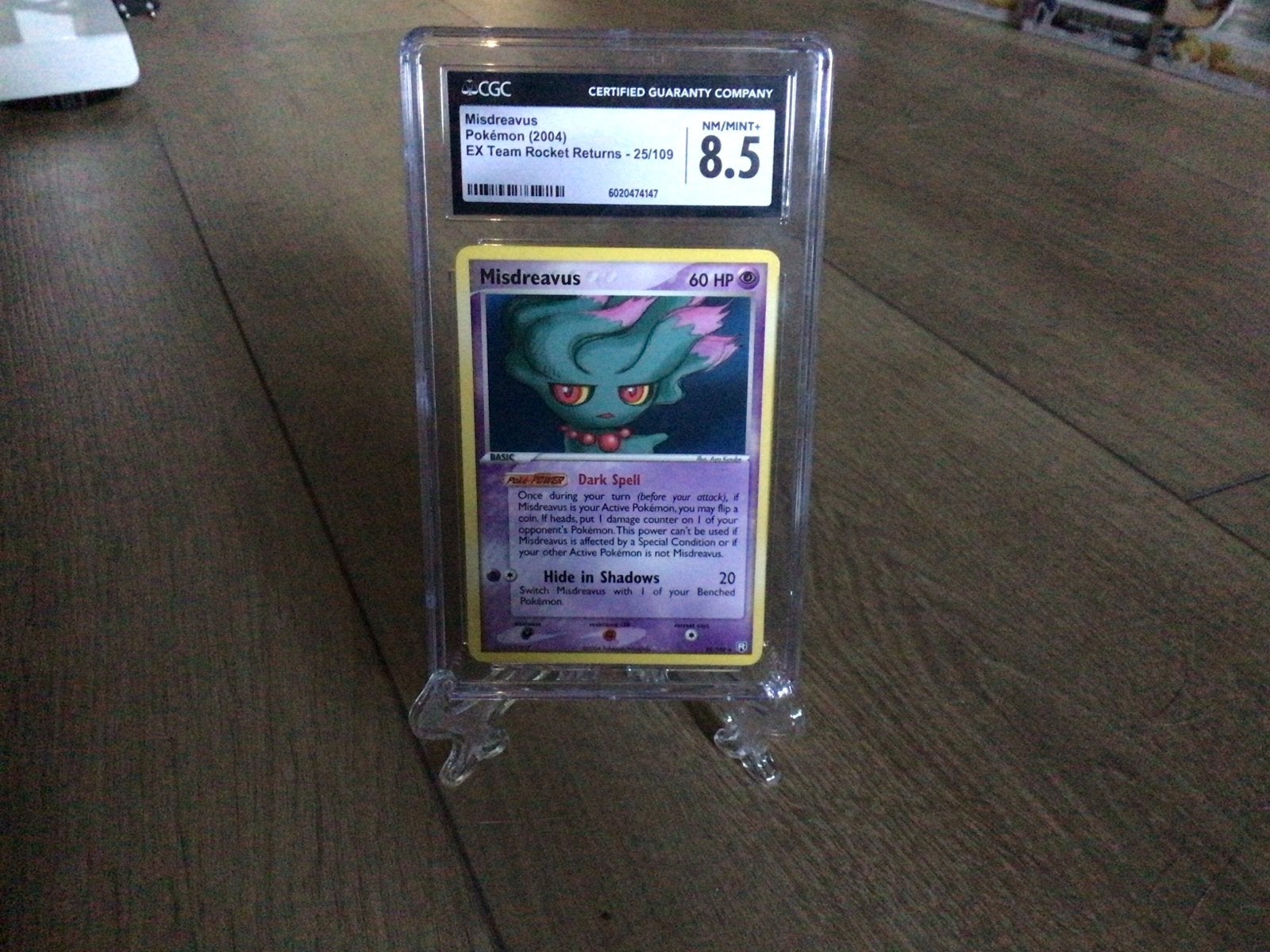 Misdreavus Pokémon kaart CGC 8.5 NM/MINT+ EX Team Rocket Ret, Hobby en Vrije tijd, Ophalen, Zo goed als nieuw, Losse kaart