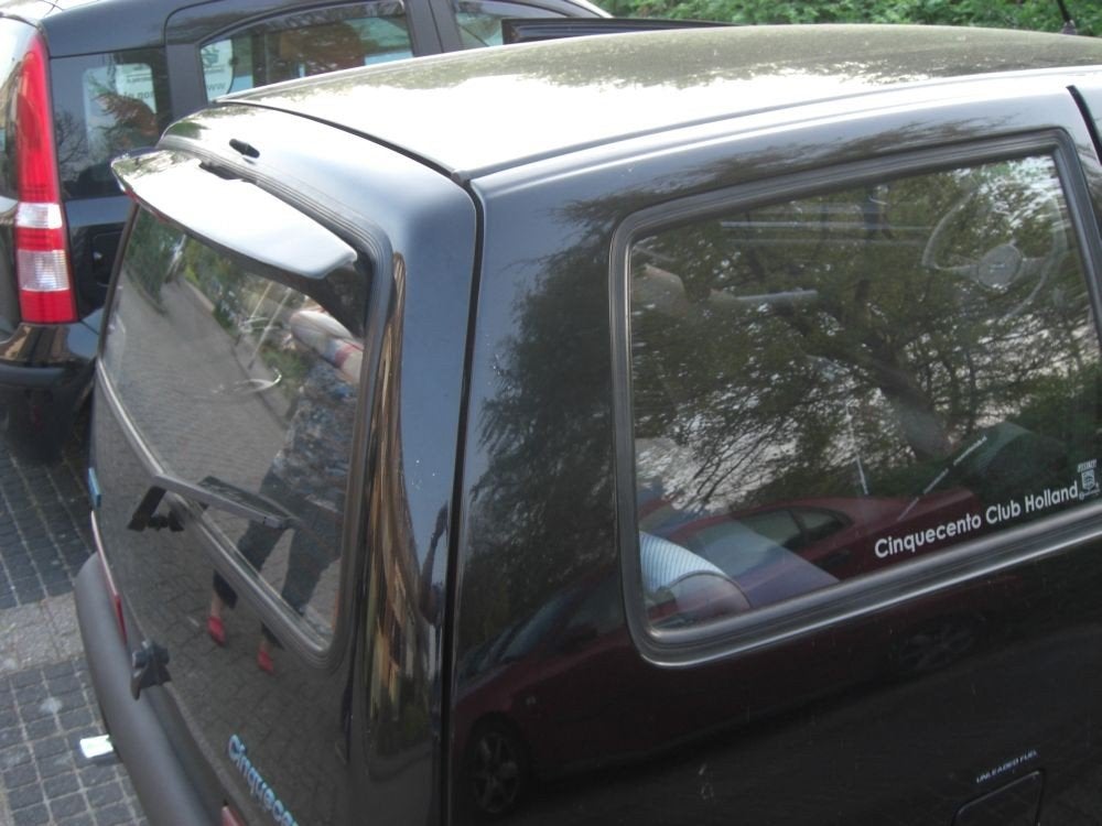Fiat Cinquecento dakspoiler zwart & zijwindschermen pasvorm, Auto diversen, Tuning en Styling, Ophalen of Verzenden