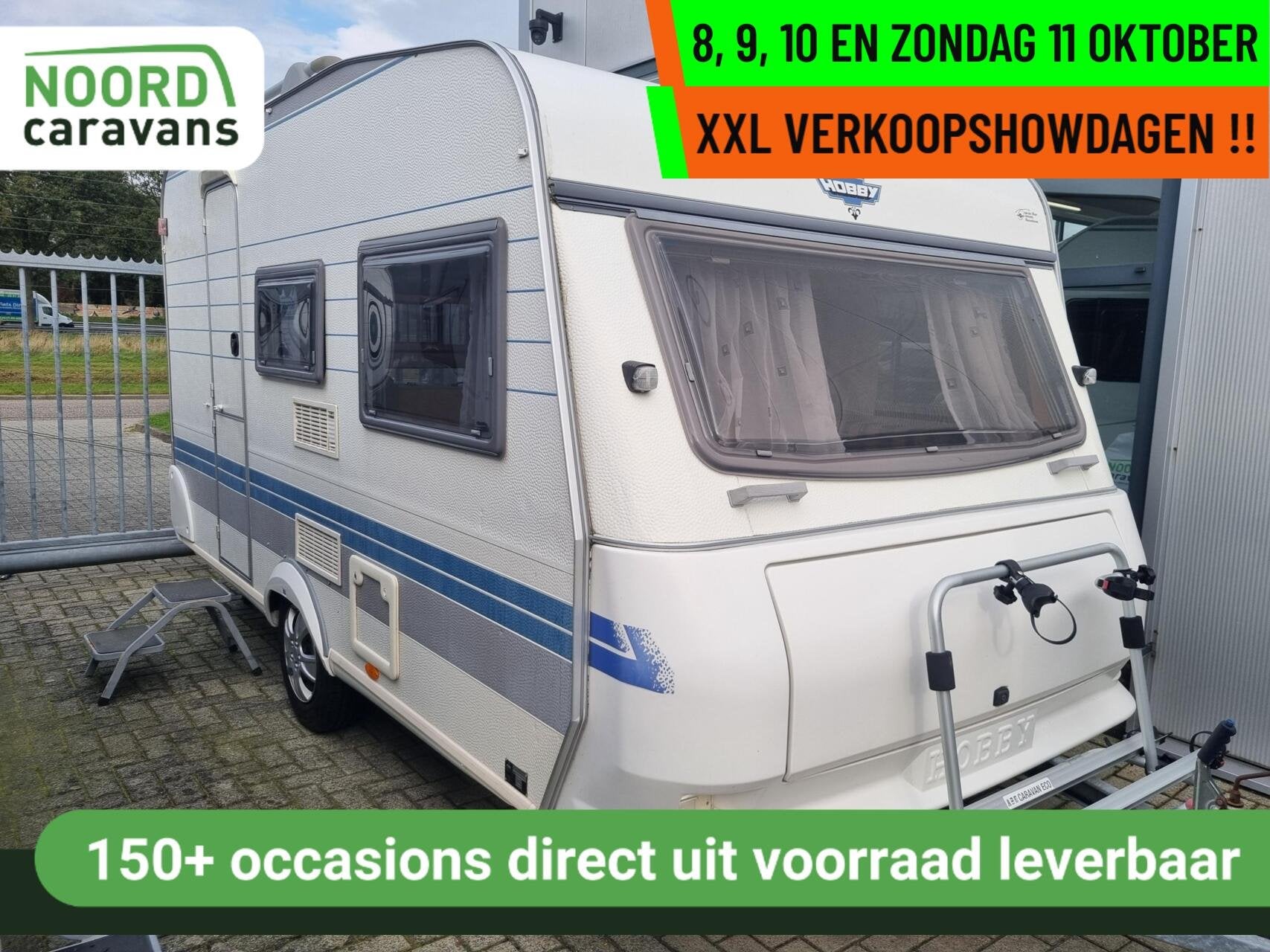 Hobby DE LUXE 400 KB VOORTENT + STAPELBED + LUIFEL + 4 PERS, Hobby, Bedrijf, 750 - 1000 kg, 5 tot 6 meter