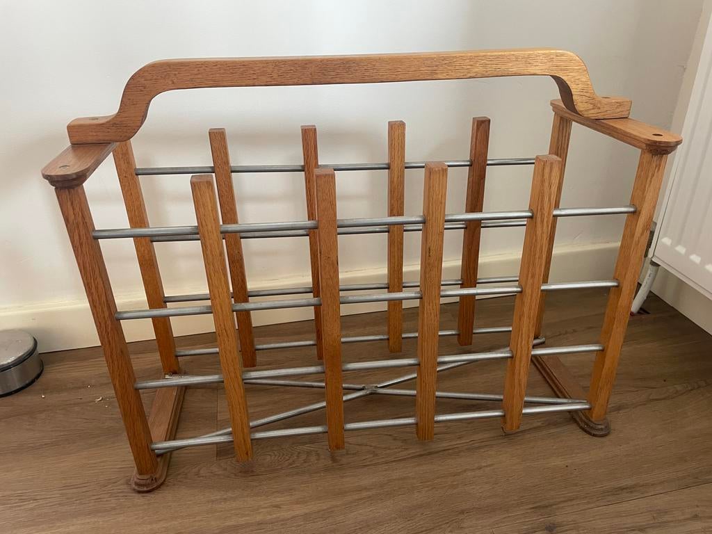 Zelfgemaakt eikenhouten flessenrek/wijnrek (15 flessen), 5 tot 15 flessen, Nieuw, Ophalen of Verzenden, Minder dan 50 cm