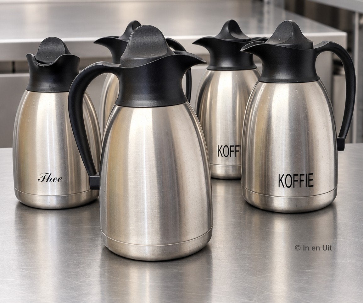 5x nette gebruikte Rvs isoleerkannen thermoskannen, Ophalen of Verzenden, Zo goed als nieuw, V, V