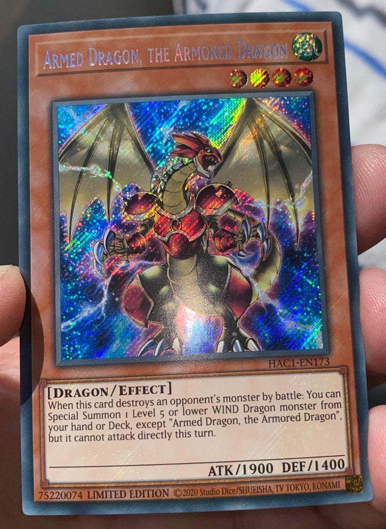 Yu-Gi-Oh! Armed Dragon, the Armored Dragon HAC11st !, Ophalen of Verzenden, Zo goed als nieuw, Losse kaart, Foil