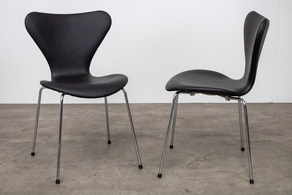 4 Vlinderstoelen leer Fritz Hansen, jaren 70, Ophalen, Gebruikt, Zwart, Leer