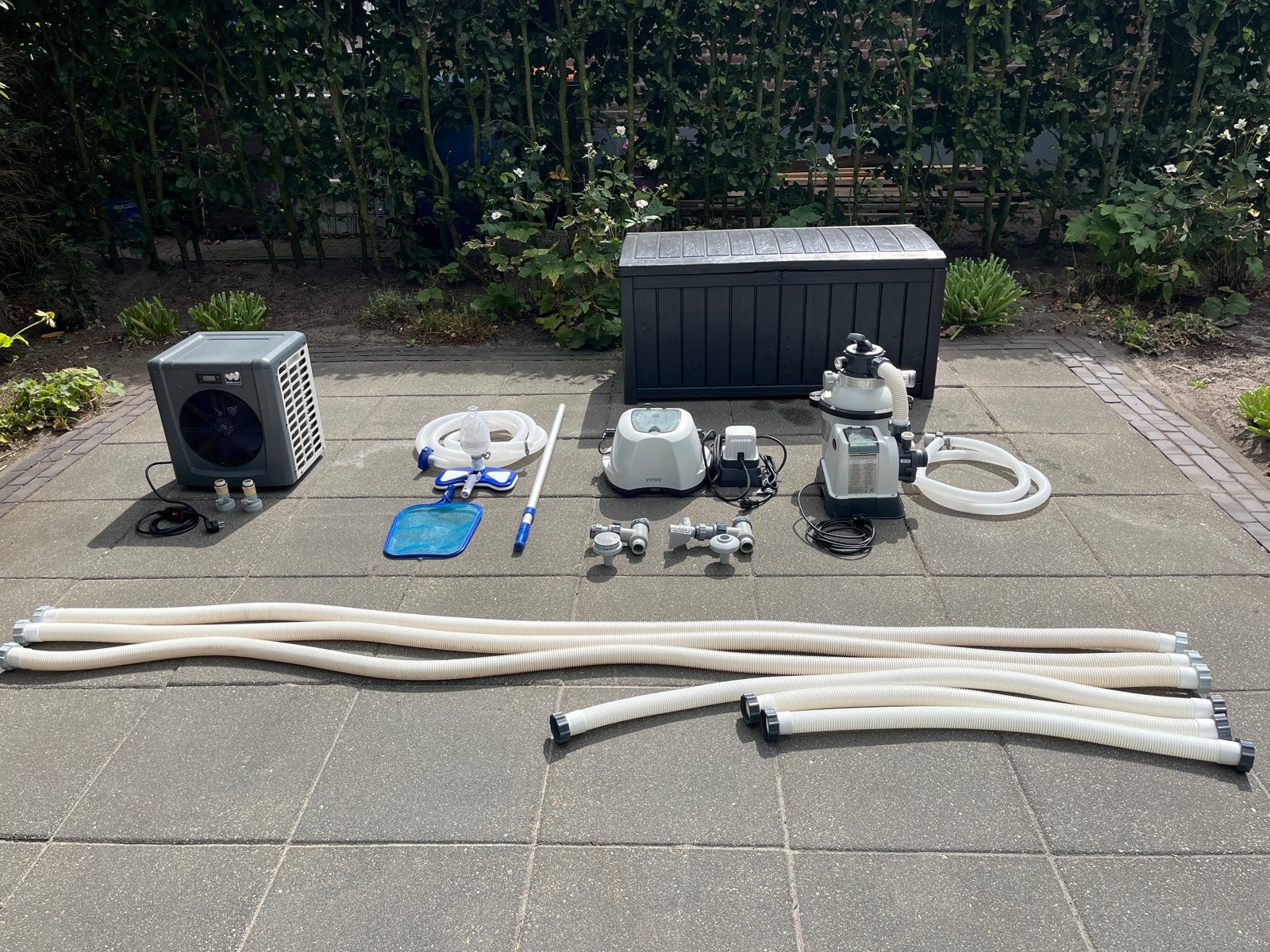 Complete zwembad set: pomp, zoutwatersysteem, warmtepomp, Tuin en Terras, Zwembad-toebehoren, Ophalen, Gebruikt, Zwembadpomp