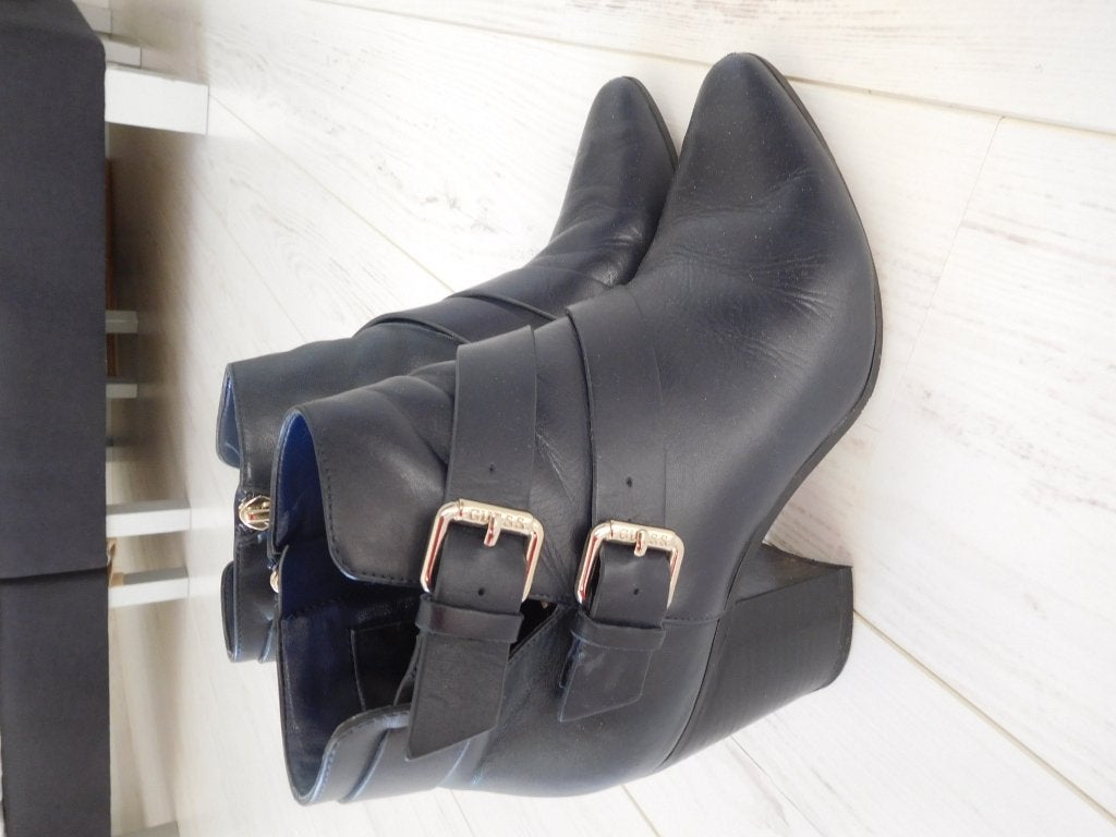 NIEUWstaat blauw leer laarzen GUESS maat 37, Guess, Blauw, Lage of Enkellaarzen, Ophalen of Verzenden