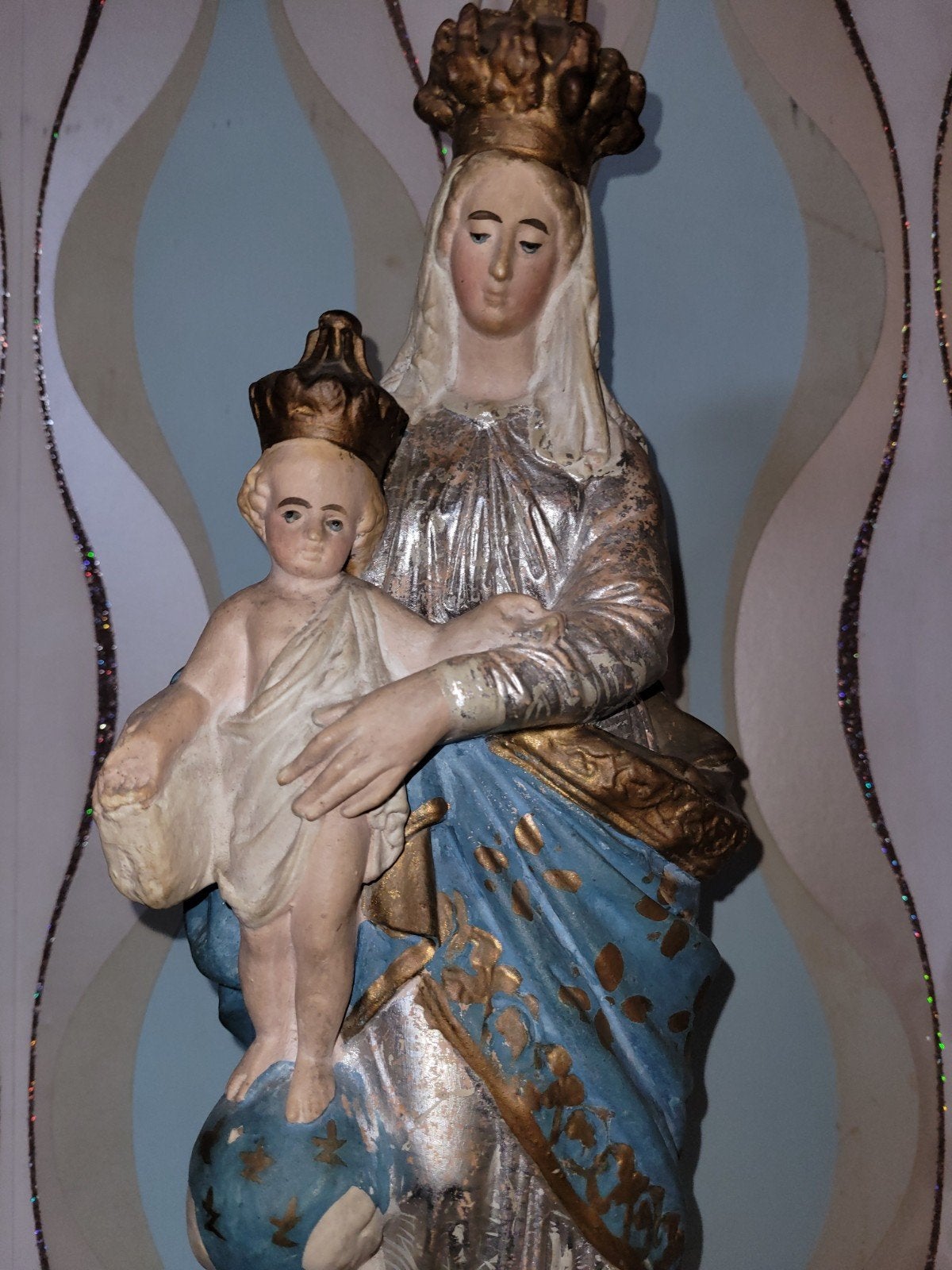 Brocante Mariabeeld met kind- Notre Dame des Victoires, Ophalen