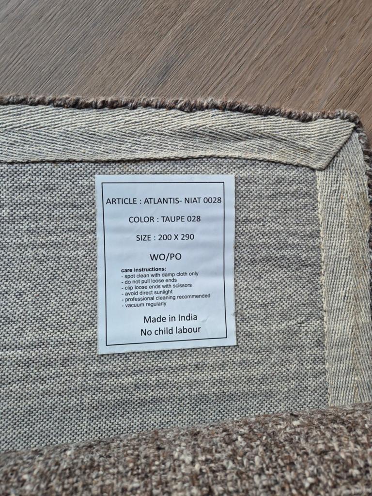 Nieuw vloerkleed 200 x 290 cm - Taupe, Huis en Inrichting, Stoffering | Tapijten en Kleden, Grijs, Ophalen of Verzenden, 200 cm of meer