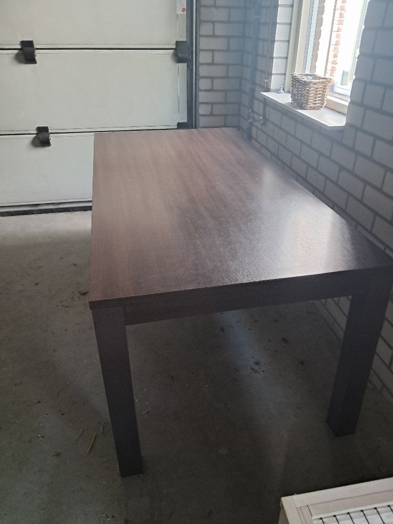 Tafel donkerbruin, Ophalen, Gebruikt, 50 tot 100 cm, Vijf personen of meer