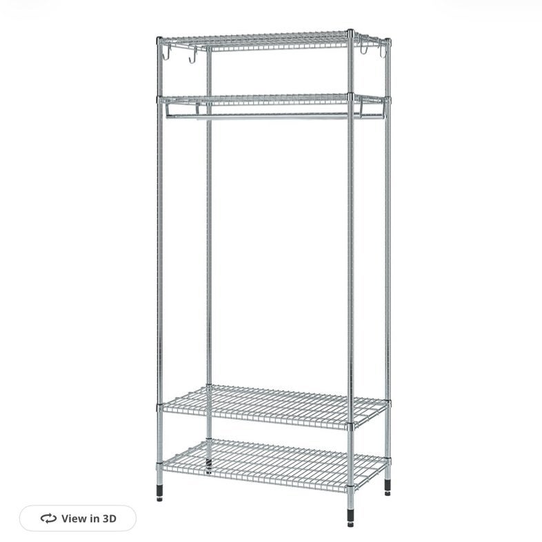 IKEA OMAR Stellingkast met kledingroede, gegalvaniseerd, Met plank(en), 200 cm of meer, Zo goed als nieuw, Metaal