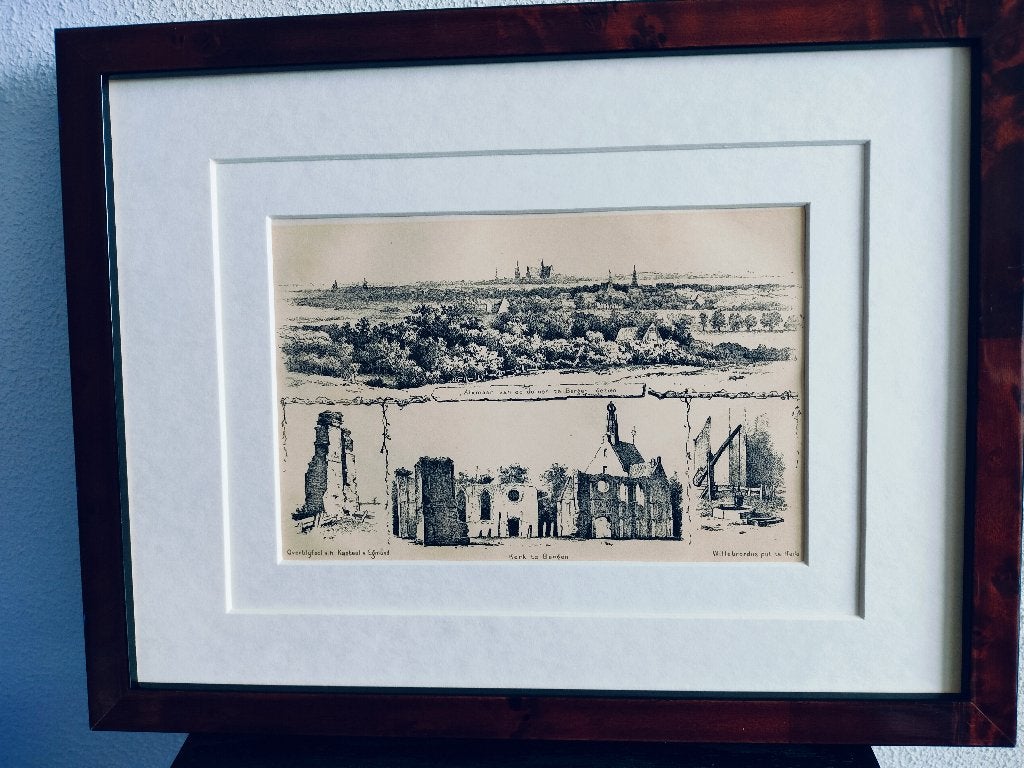 Craandijk Litho N-H Alkmaar Bergen Heilo 1880 (3), Antiek en Kunst, Ophalen of Verzenden