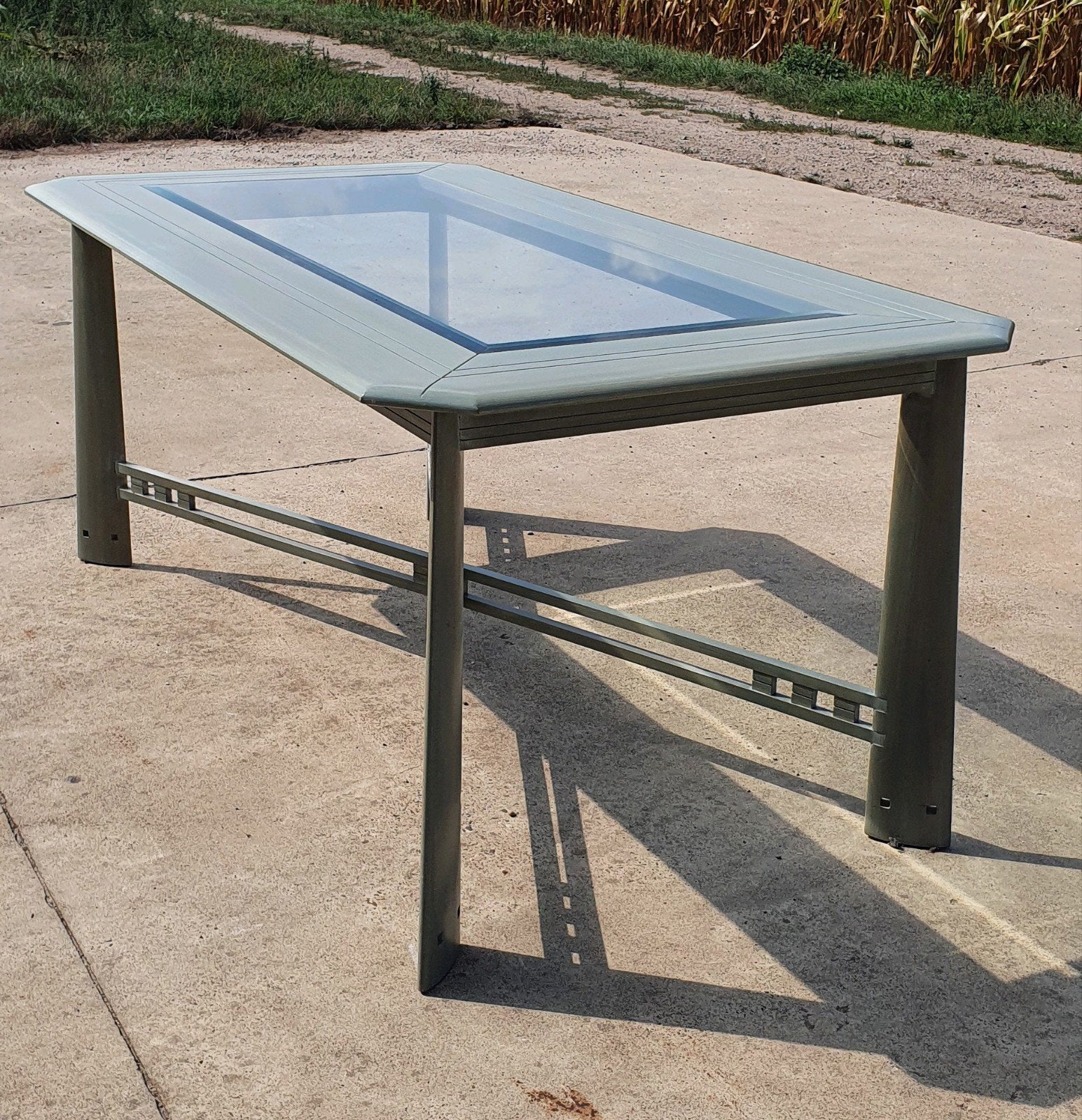 Vintage Giorgetti eettafel Italiaans design pastel groen, Huis en Inrichting, Ophalen, 50 tot 100 cm, 150 tot 200 cm, Vier personen