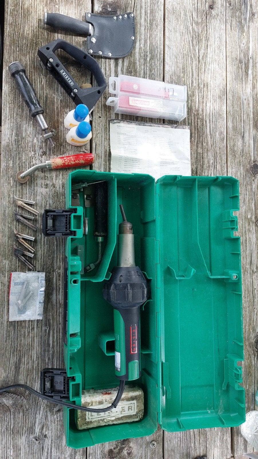 Leister hetelucht lasapparaat met toebehoren 131930 Triac BT, Ophalen of Verzenden, Gebruikt