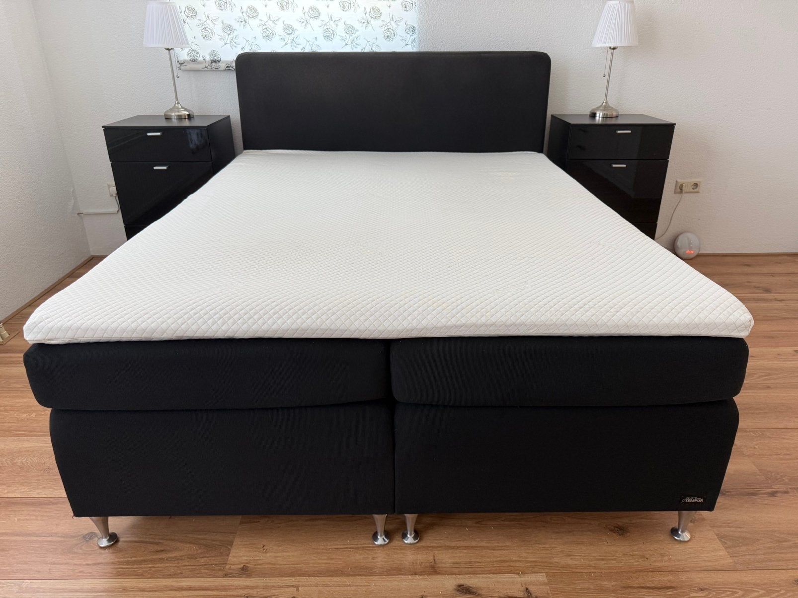 Tempur Boxspring - 160 x 200 cm - inclusief Tempur topper, Ophalen, Gebruikt, Zwart, Tempur