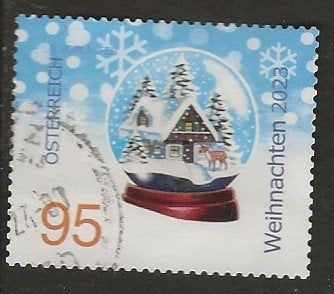 Oostenrijk 61, sneeuwbol, Verzenden, Gestempeld