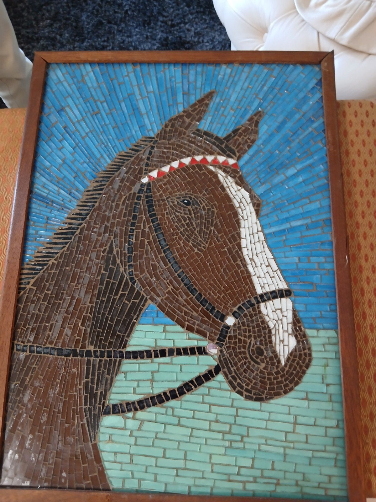 Uniek mozaïek paardenhoofd - Wanddecoratie, Ophalen, 50 - 100 cm, Wanddecoratie, Steen of Keramiek