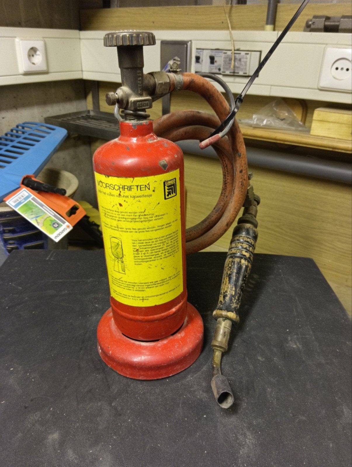 Loodgieter kleine gasfles compleet., Ophalen of Verzenden, Gebruikt