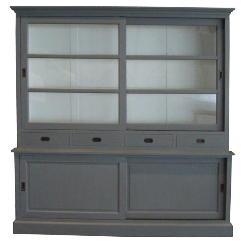 Buffet/vitrinekasten model GRIJS landelijk hand geschilderd, Glas, Nieuw, Ophalen of Verzenden, 3 of 4 laden