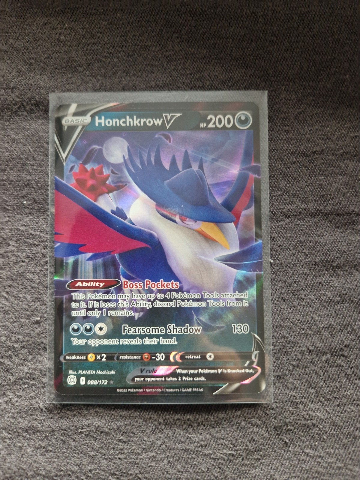 Honchkrow V Pokémon Kaart - Zeldzaam en in Topconditie, Ophalen of Verzenden, Zo goed als nieuw, Losse kaart