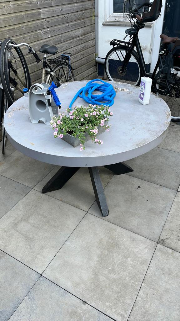 Ronde buitentafel, Tuin en Terras, Tuintafels, Ophalen, Gebruikt, Rond, Hout
