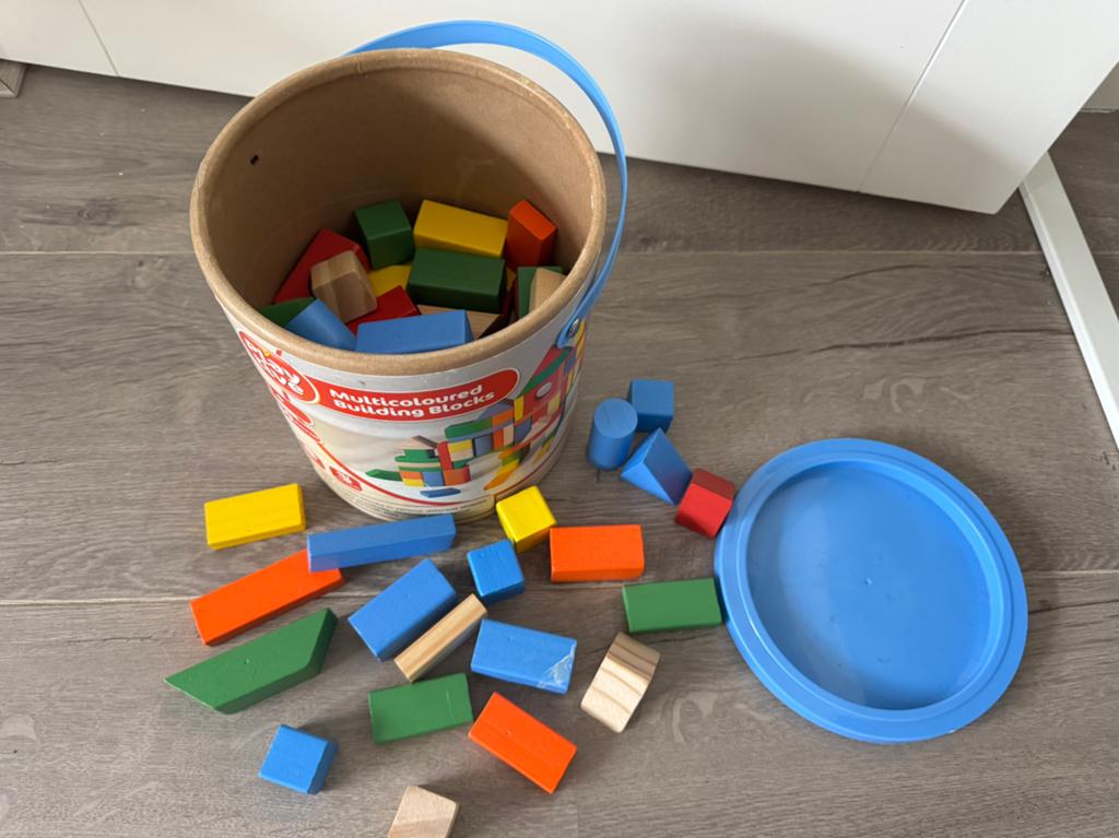 Gekleurde, houten blokken (trommel), Ophalen of Verzenden