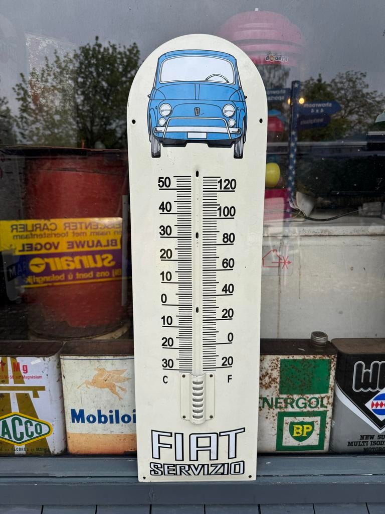 Vintage Fiat Servizio Thermometer - Emaille, Ophalen