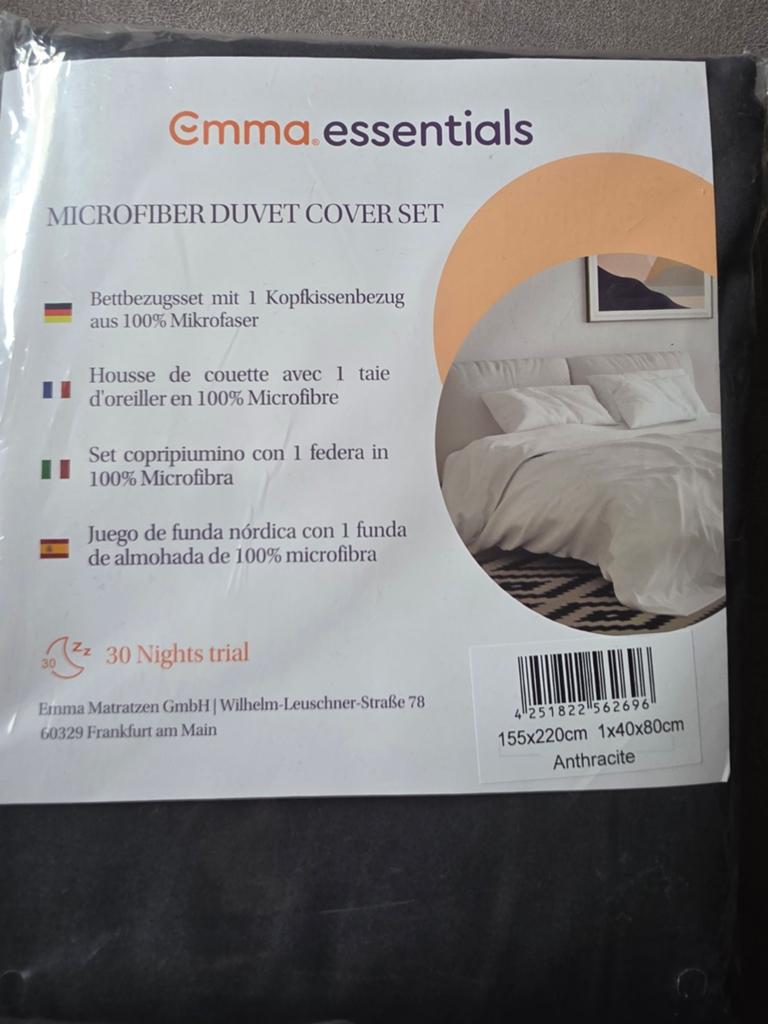 Emma Essentials Microfiber Dekbedovertrekset Antraciet, Eenpersoons, Dekbedovertrek, Nieuw, Ophalen of Verzenden