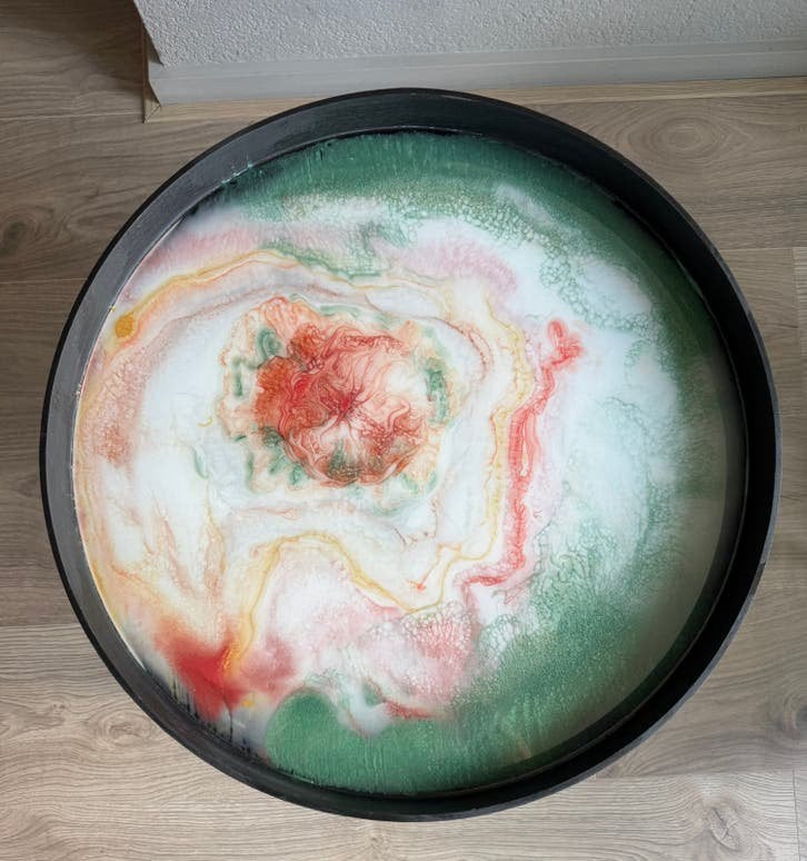 Houten resin art tafel, Ophalen, Overige materialen, Rond, Nieuw