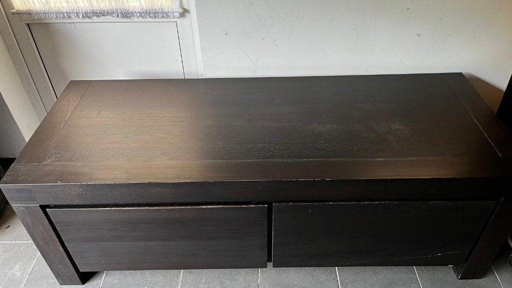 Tv meubel kast wenge, bruin, Ophalen, Gebruikt, 150 tot 200 cm, Eikenhout