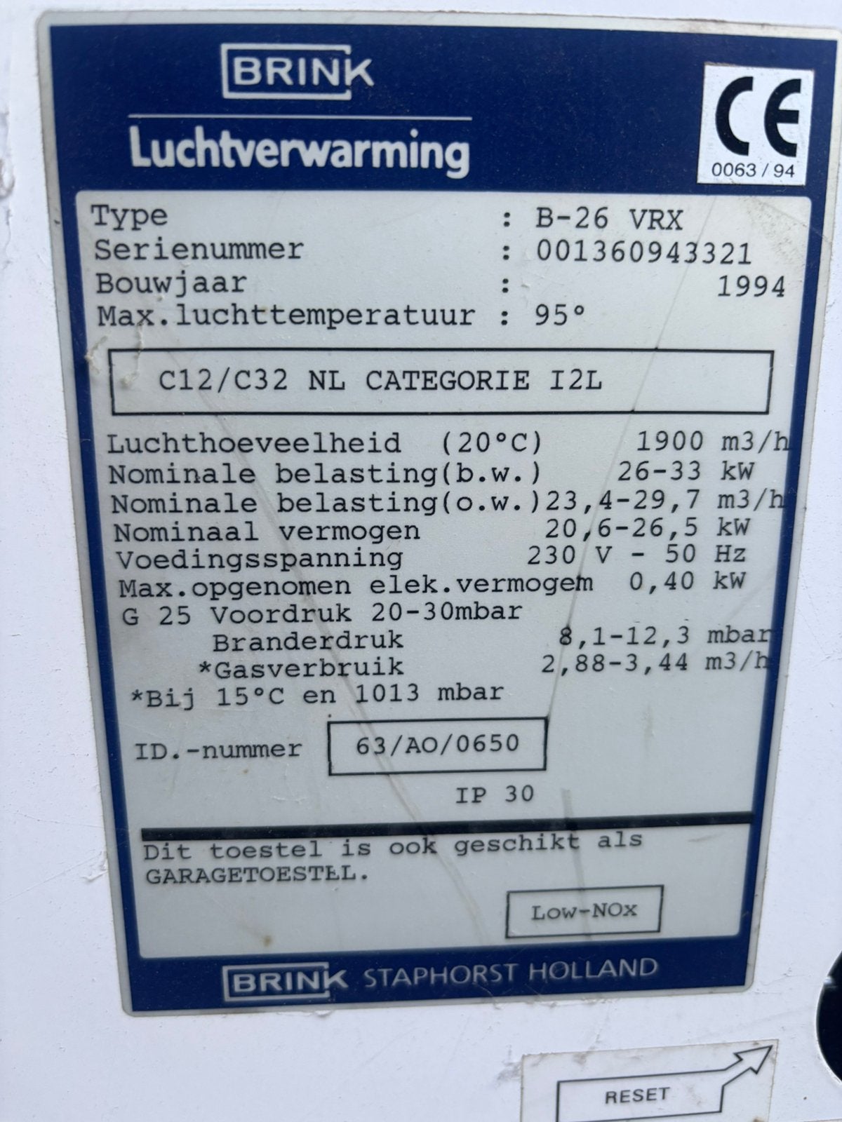 Brink luchtverwarming, Ophalen of Verzenden, Gebruikt, Luchtbehandeling-accessoire