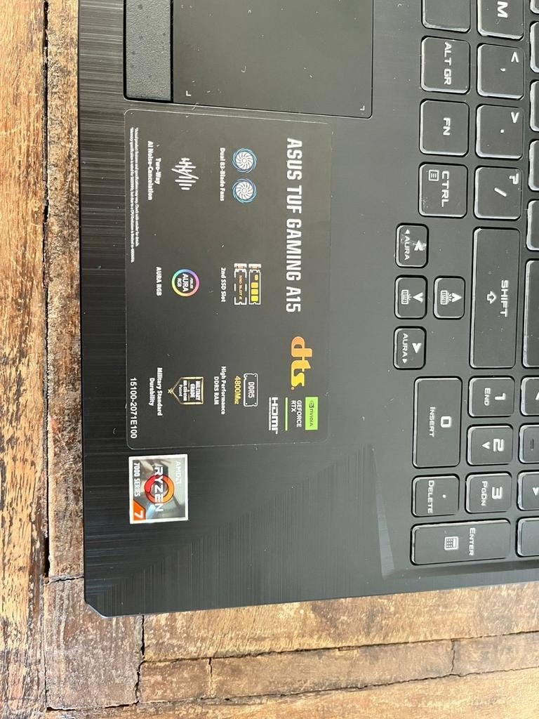 ASUS TUF RTX 3050 Ryzen 7 16GB | 1mnd oud, Computers en Software, Windows Laptops, Met videokaart, Ophalen of Verzenden, Zo goed als nieuw