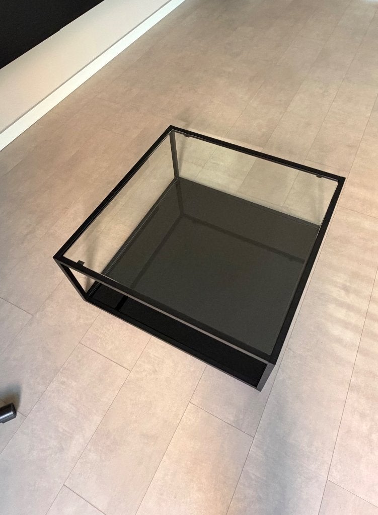 Glazen salontafel 80x80, Ophalen, Gebruikt, 50 tot 100 cm, Vierkant