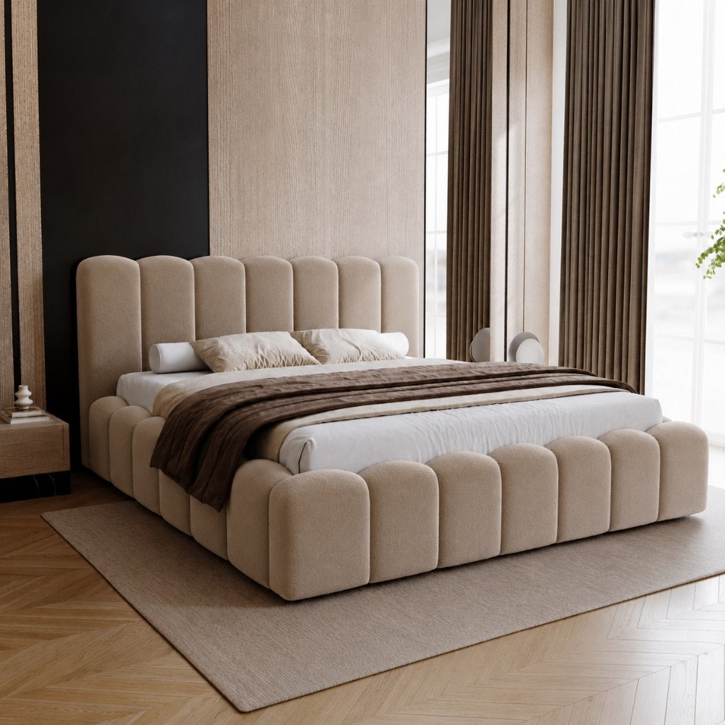 ACTIEDEAL OpbergBed 160x200 | FLUWEEL BEIGE - Zonder Matras