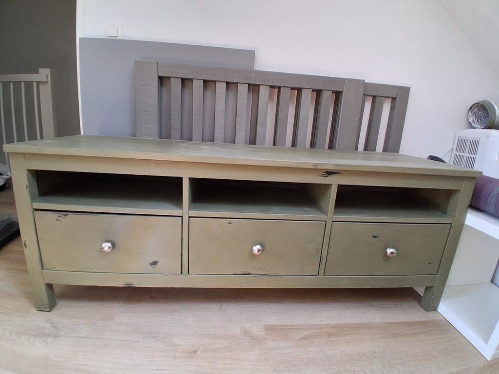 Ikea tv kast opgepimpt groen, Ophalen, Gebruikt, 100 tot 150 cm, Landelijk, Industrieel, Vintage