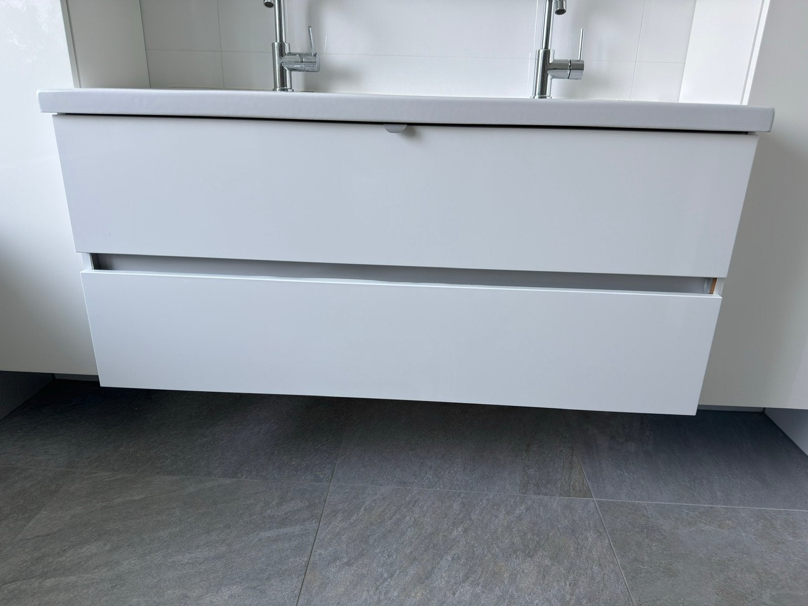 Badkamerwasmeubel hoogglans wit, Ophalen, Gebruikt, 100 tot 150 cm, Minder dan 100 cm