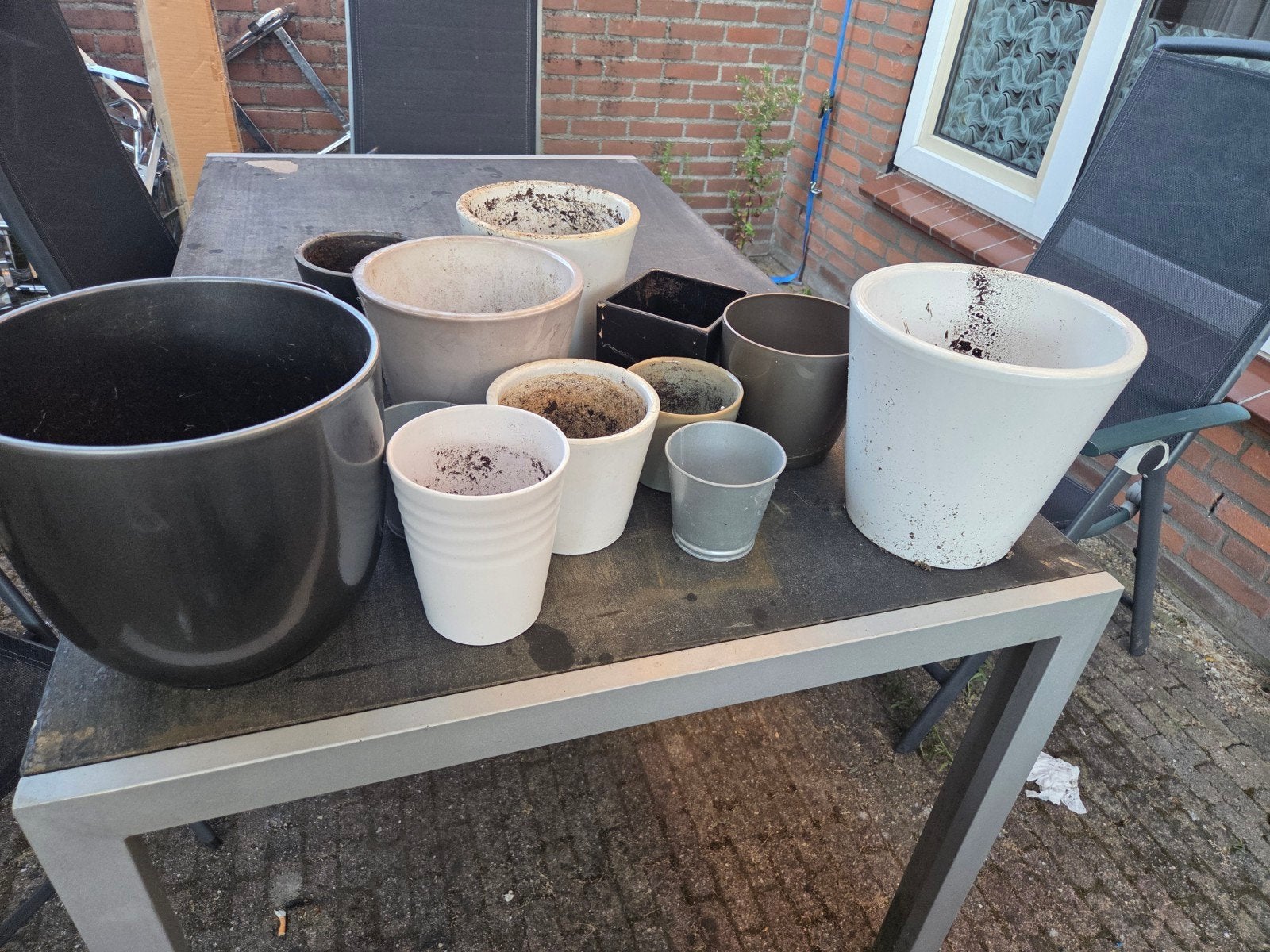 Binnen plantenpotten in diverse maten en kleuren, Tuin en Terras, Bloempotten, Overige materialen, Gebruikt, Rond, Binnen