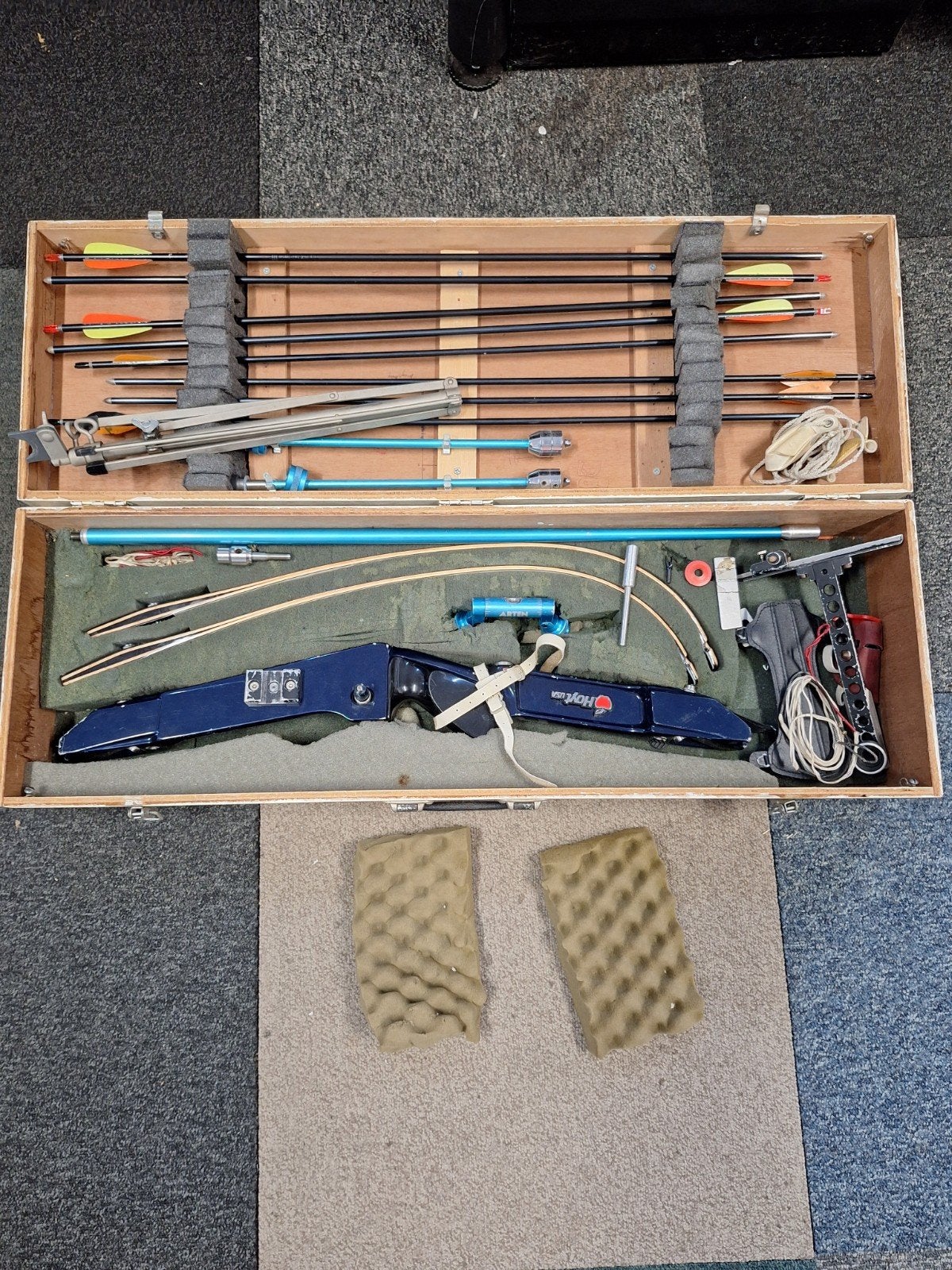 Hoyt USA Gold Medalist Recurveboog met accessoires, Gebruikt, Onbekend, Ophalen of Verzenden, Onbekend